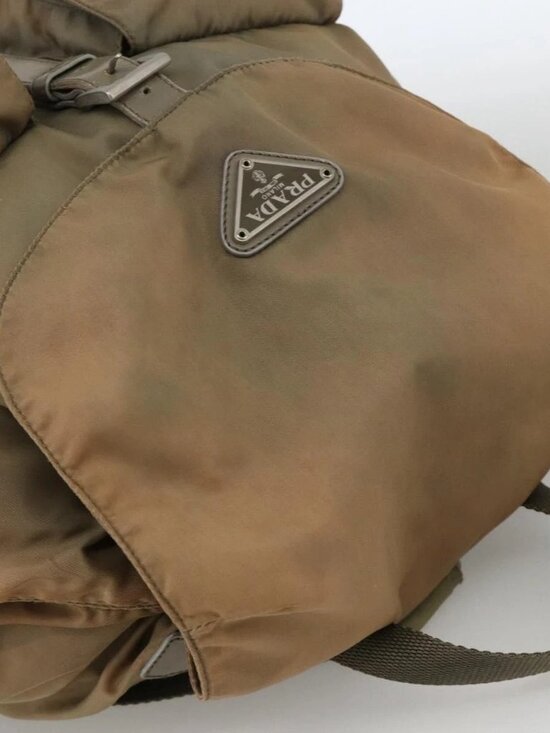 PRADA Backpack Nylon Khaki Silver Auth YKZ1086 main image 13